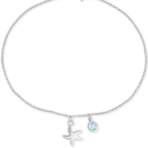 Blue Topaz & Starfish Charm Ankle Bracelet - Picture 2 of 4